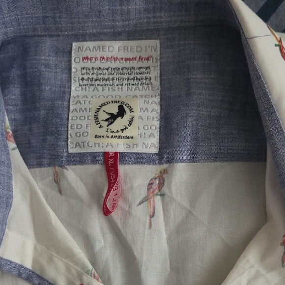 Men's Cream Parrot Print Casual Shirt - Picture 2 of 4